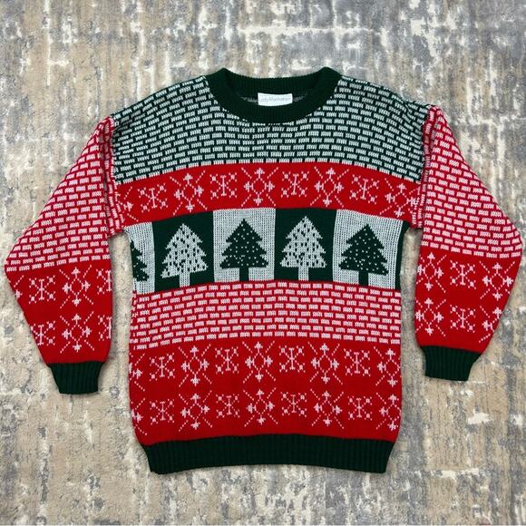 Vintage Lady Manhattan Double Knit Christmas Tree Sweater Large 1980’s - Picture 1 of 6